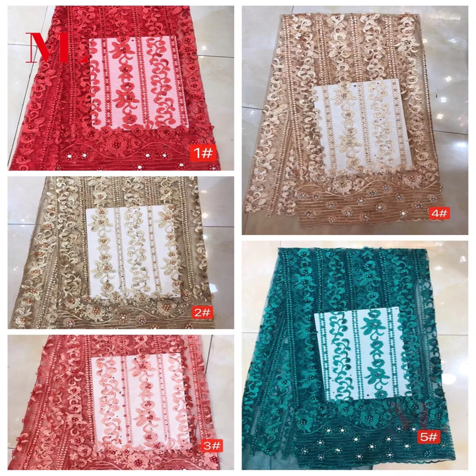 Мл 5 метров в нигерийском стиле Кружева Бисер африканском кружевная ткань чистая