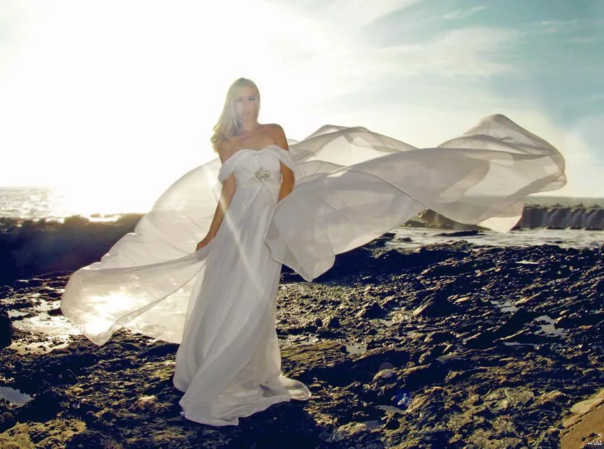Лето Спинки Свадебные Платья С Плеча Измельчитель Элегантный Boho Линия Урожай