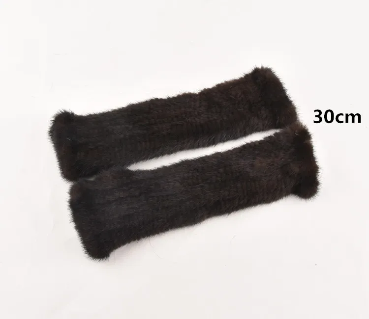 coffee 30cm Зимние перчатки из меха норки для женщин, перчатки из натурального меха, новые женские модные эластичные перчатки из натуральной шерсти, вязаные длинные меховые без пальцев - Цвет: coffee 30cm