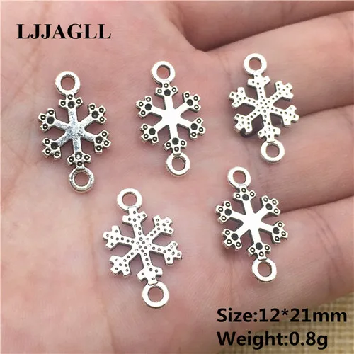 antique silver Серебряные подвески в виде снежинок, 20 шт., рождественские украшения, соединитель, сделай сам, подвеска, серьги, браслет, ожерелье, сделай сам, ювелирное изделие ASD039 - Окраска металла: antique silver