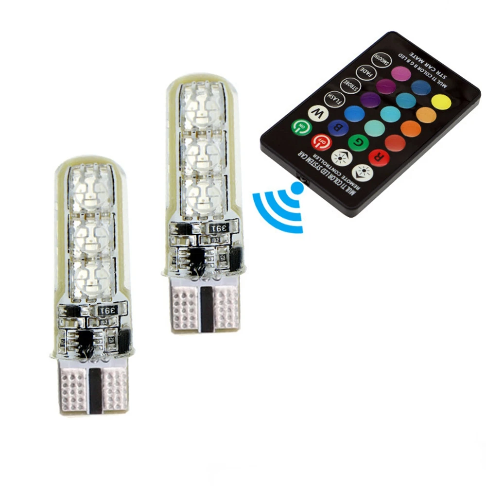 2 шт. автомобильные RGB LED 12 В T10 W5W 194 168 5050 6SMD o лампы для чтения клиновидная боковая
