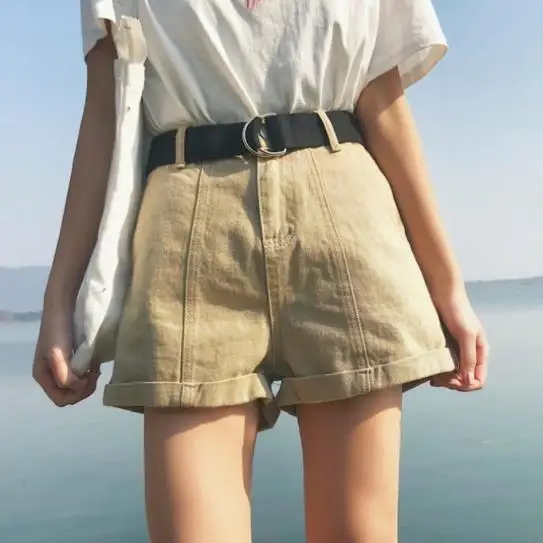 Женские джинсовые шорты с высокой талией пляжные повседневные тонкие AE113 лето