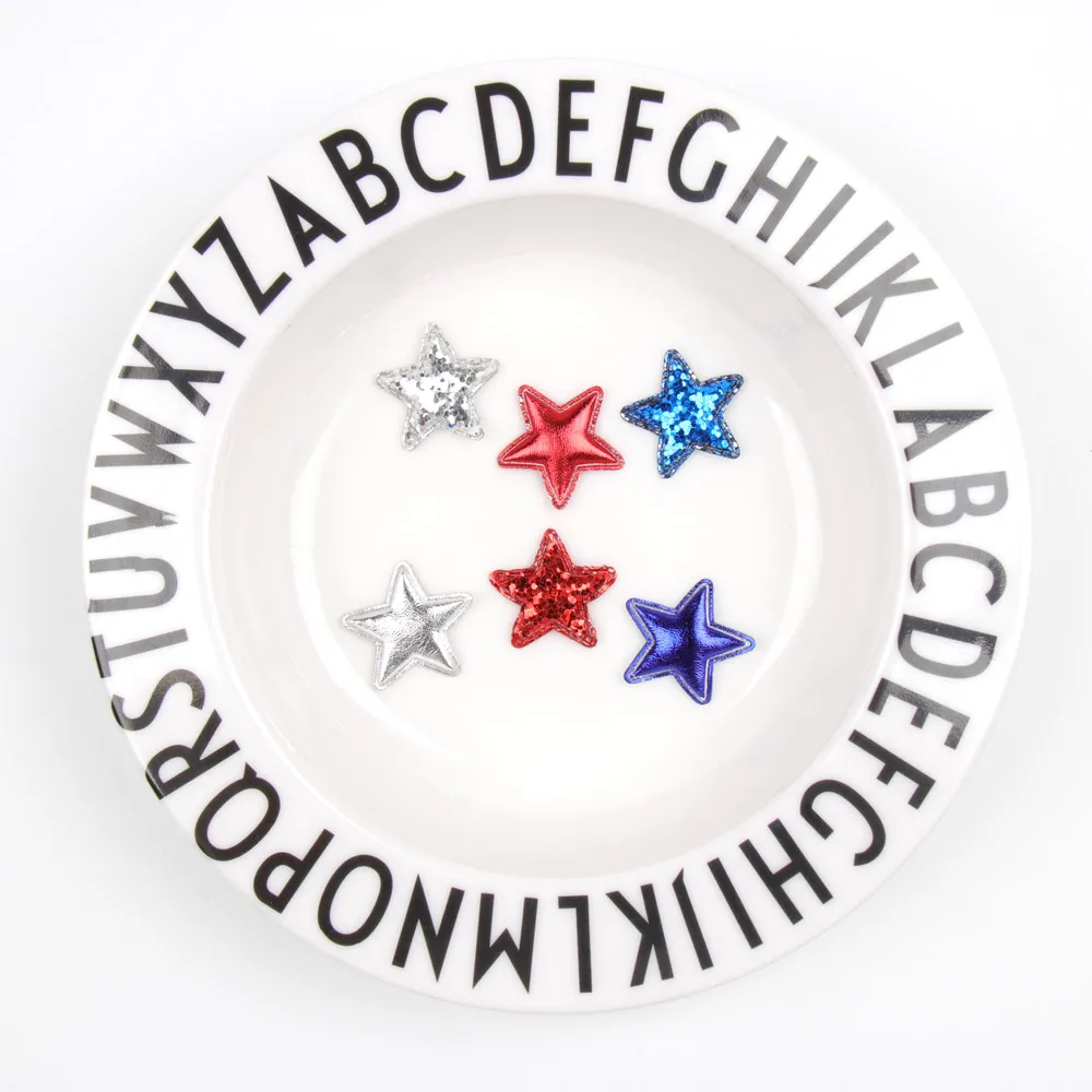 

Cheer bows Leather Glitter Patches Shiny Sequin Stars Accessories DIY Hairbows Cloth Bag Material Solid Patches for Clothes 5pcs