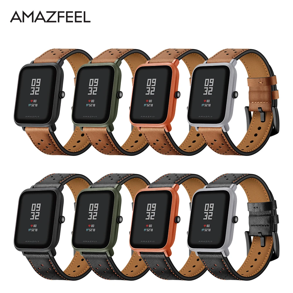 Кожаный ремешок Amazfit GTS для оригинальных смарт часов Xiaomi Huami Youth Edition Bip BIT Lite 20