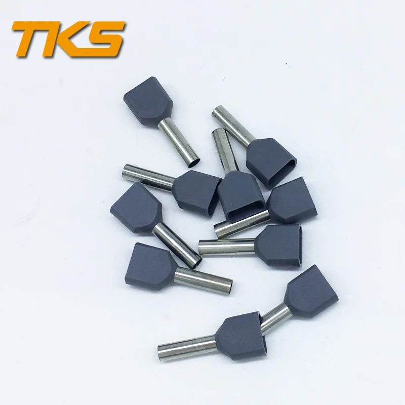 TE2512 Терминал 2x22 AWG провода Bootlace наконечники для мм 2X0.5mm2. 8 рукав двойные клеммы |