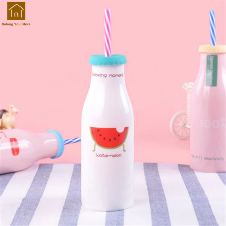 Керамические бутылки для воды крышки портативная Милая бутылка питьевой детей