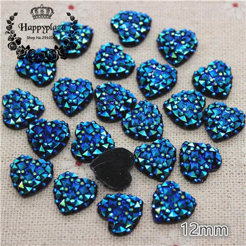 Black AB 100pcs 100 шт 12 мм блестящие стразы в форме сердца из смолы с узором «крокодиловая кожа», кабошон для самостоятельного изготовления ювелирных изделий/украшения для рукоделия - Цвет: Black AB 100pcs
