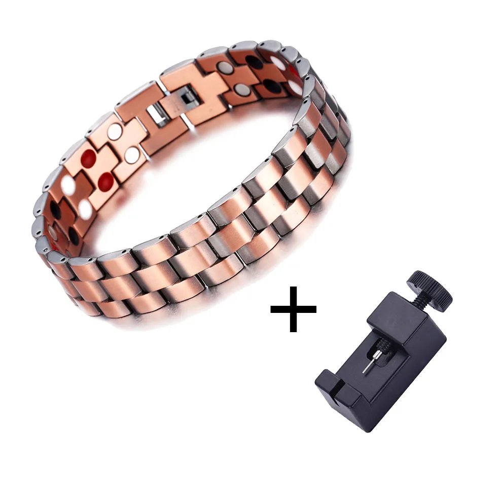 bracelet and tool Мужской браслет из чистой меди, массивная цепочка, браслеты, лечение артрита, уход, германий, магнитные браслеты для мужчин - Окраска металла: bracelet and tool