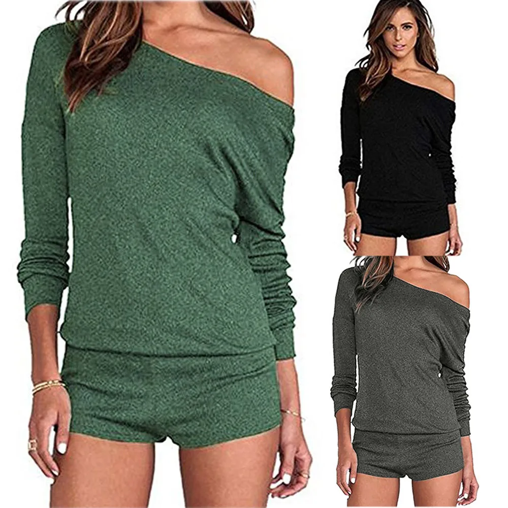 Женский комбинезон с длинным рукавом Облегающий шорты штаны для женщин новинка