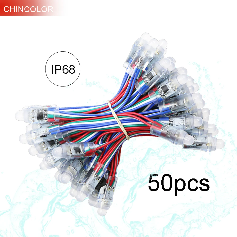 50 шт WS2811 2811 1914IC светодиодный модуль DC5V полноцветный RGB 12mm свет строку IP68 Водонепроницаемый Цифровой пикселей нет необходимости контроллер U