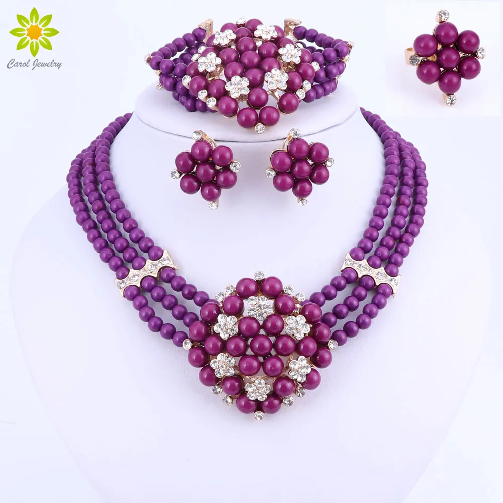 Классические бусины колье кристалл ювелирные наборы нигерийские африканские