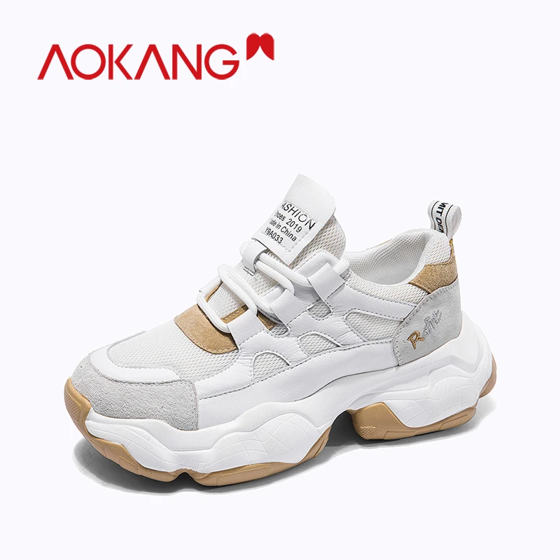 Женские кроссовки на платформе AOKANG черные из сетчатого материала