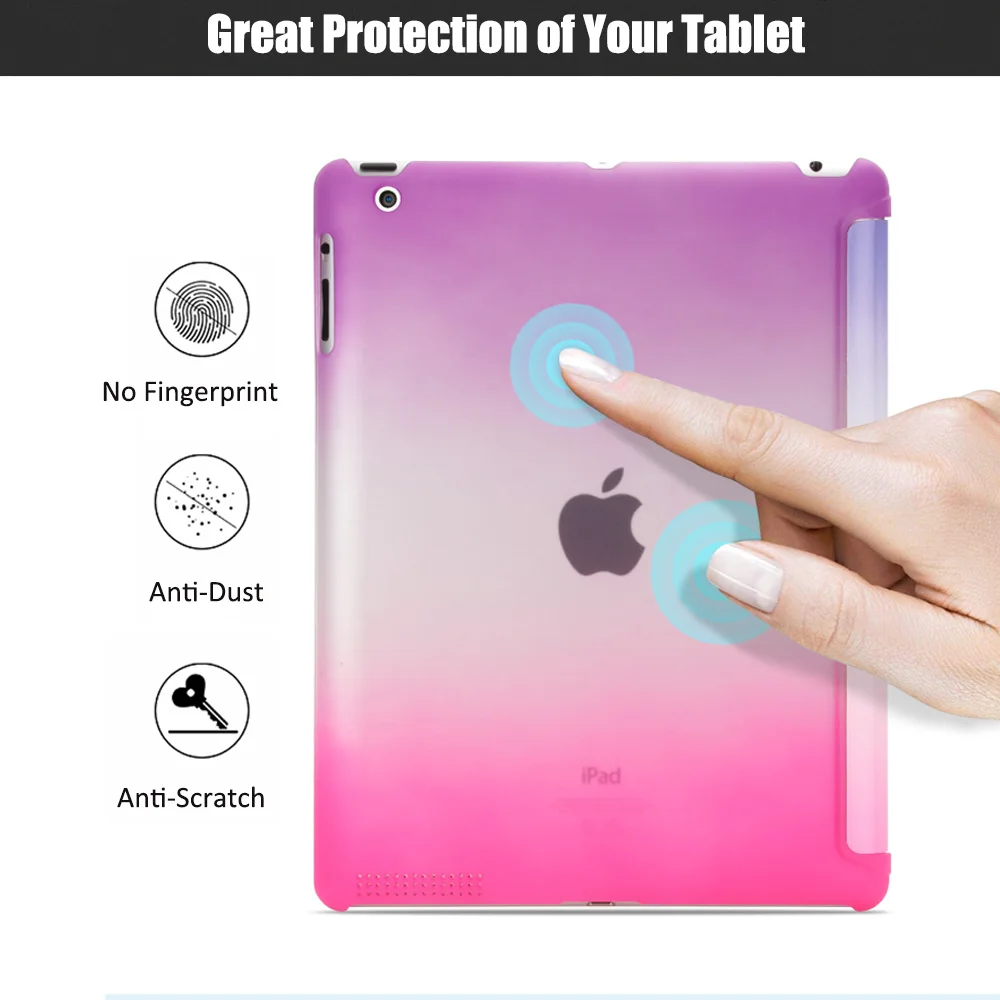Чехол для Ipad 2 3 4 Чехол, красочные Радуга Smart Cover Coque чехол для IPad 4, защитный флип чехол для IPad 3+ Жесткий чехол на айпад 4