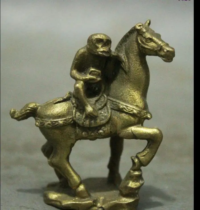 671115491++++Chinese Auspicious Pure Brass Year Zodic Monkey Hold Seal Ride Horse Art Statue | Statues &amp Sculptures
