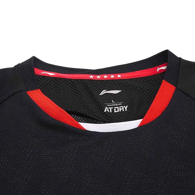 Li Ning мужские футболки для бадминтона на сухой AT BACTERIA статический комфорт