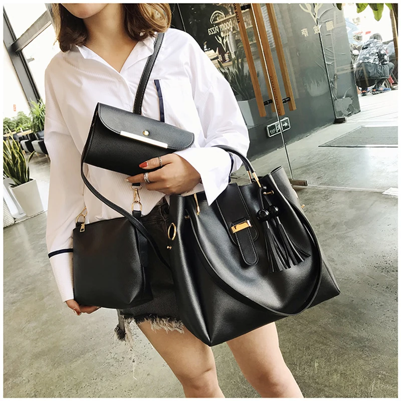 Скидка 2019 только сегодня 3 шт. женские сумки набор Дамская большая сумка-тоут