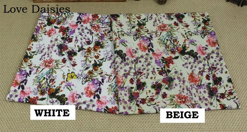 Cotton/Linen Textile WHITE BEIGE Green Garden Purple Pink Red Flower Buttefly Fabrics for Tablecloth Curtain Apparel Dress Craft | Дом и сад