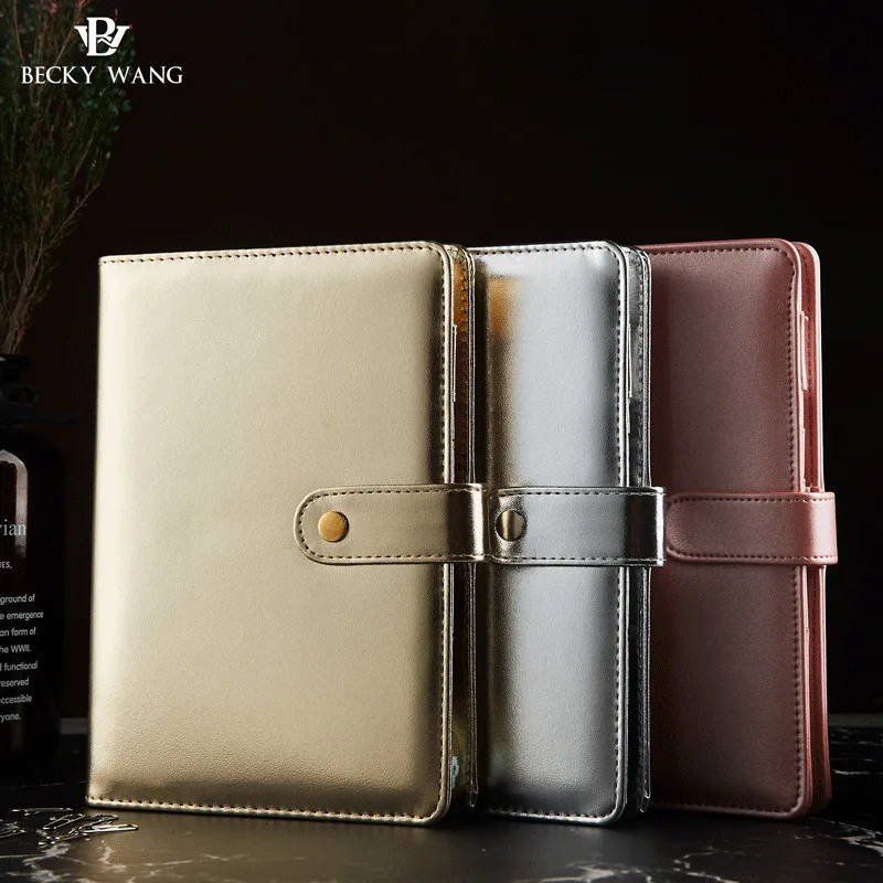 Rose Gold Silver New Notebook A5 Leather Loose leaf Notepad Time Planner Series Diary Memo Travel Journal Free Shipping|daily agenda|spiral