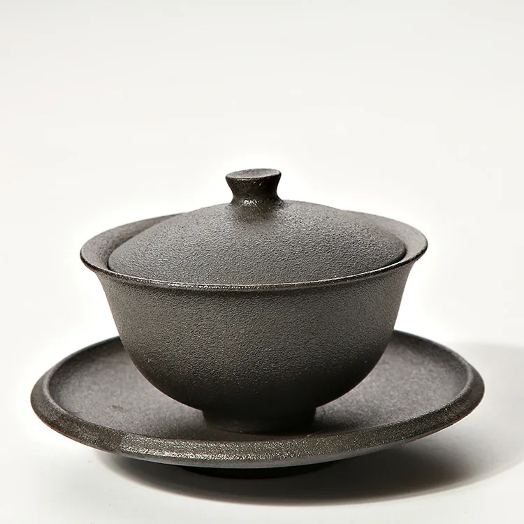 Черный TANGPIN Японский керамический заварочный чайник gaiwan чайные китайские чайные наборы кунг-фу - Цвет: Черный