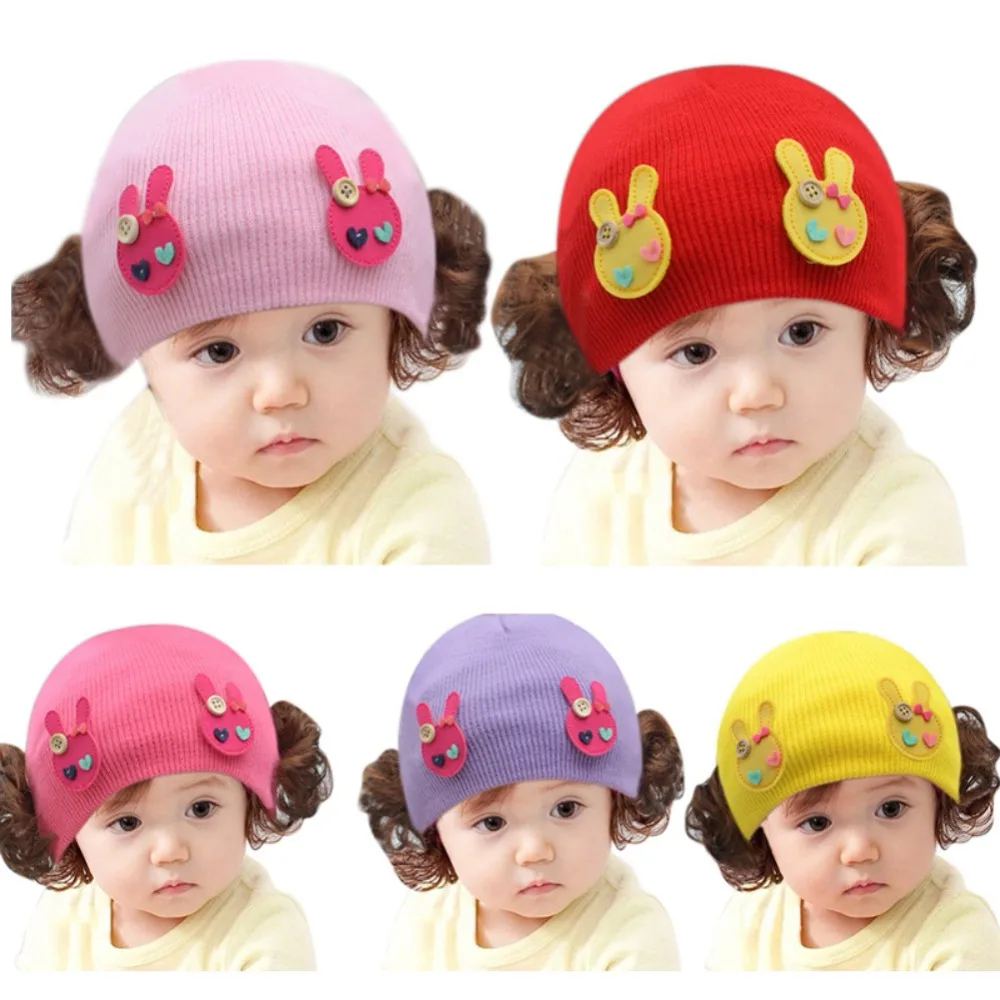 Baby Hats Knitted Funny Props Boys Accessories Infant For Wig With Newborn Cap Winter Girls Photography | Детская одежда и обувь