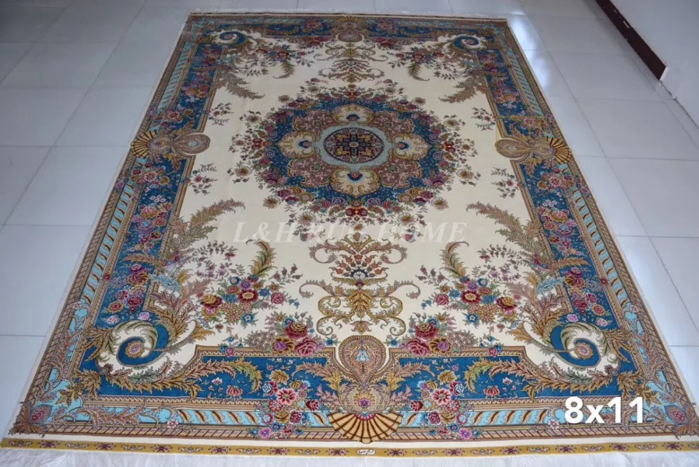 Beste Gratis Verzending 8'X11' 230 Lijn Handgemaakte Zijde Oosterse Perzisch Tapijt Handgeknoopte Zijden Tapijt Voor Woondecoratie
