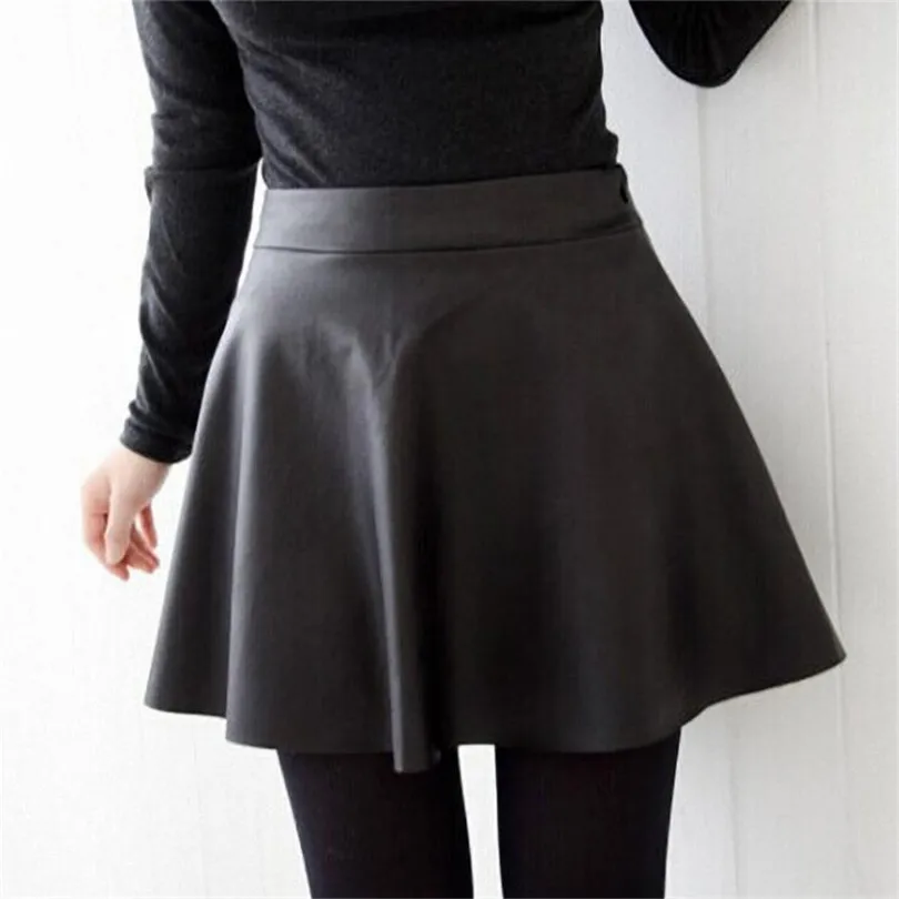 Женская плиссированная мини юбка YGYEEG выше колена из искусственной кожи с