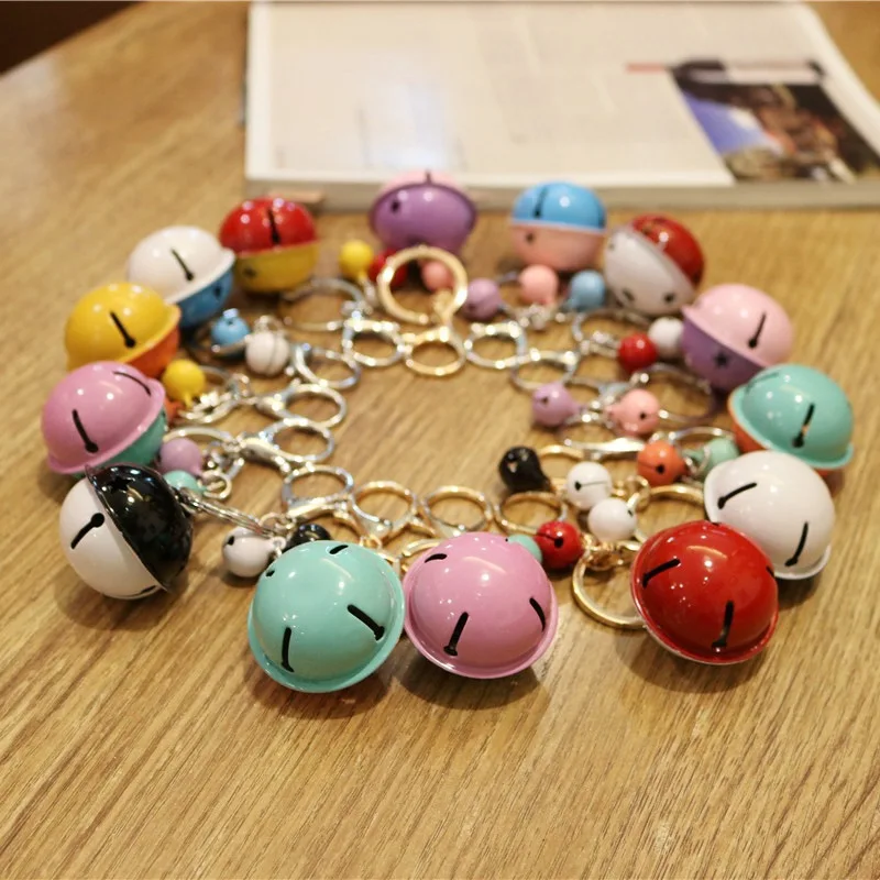 Fashion Stitching Color Metal Bell Key Ring Men and Women Bag Pendant Anti-theft Ornaments Accessories Car Keychain Keyring | Украшения и