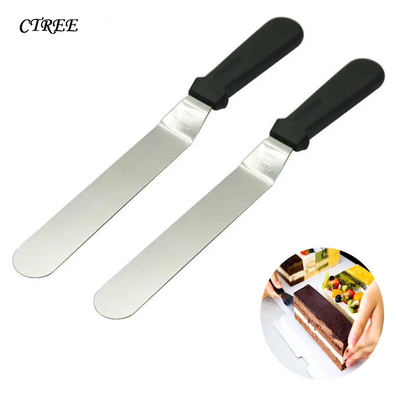 

CTREE 1Pc Kitchen Cake Spatula Plastic Handle Stainless Steel Knife Cake Baking Spatula Dining Bakeware Baking Pastry Tools C197