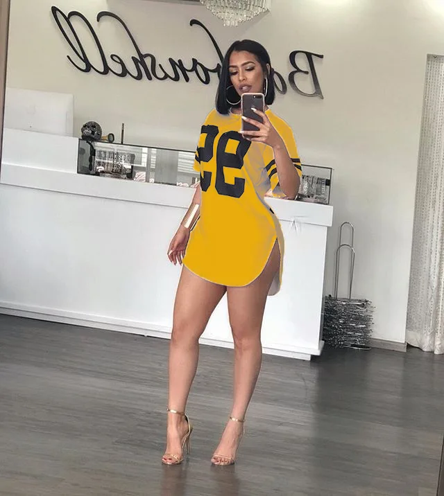 Женское платье с принтом буквы 95 сексуальное Полосатое миди разрезом сбоку мини