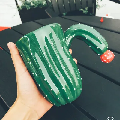 Горячая Распродажа креативная 3D кактус Кружка керамика/Фарфоровая чашка молоко/кофе кружка термос бутылка рождественские подарки - Цвет: A