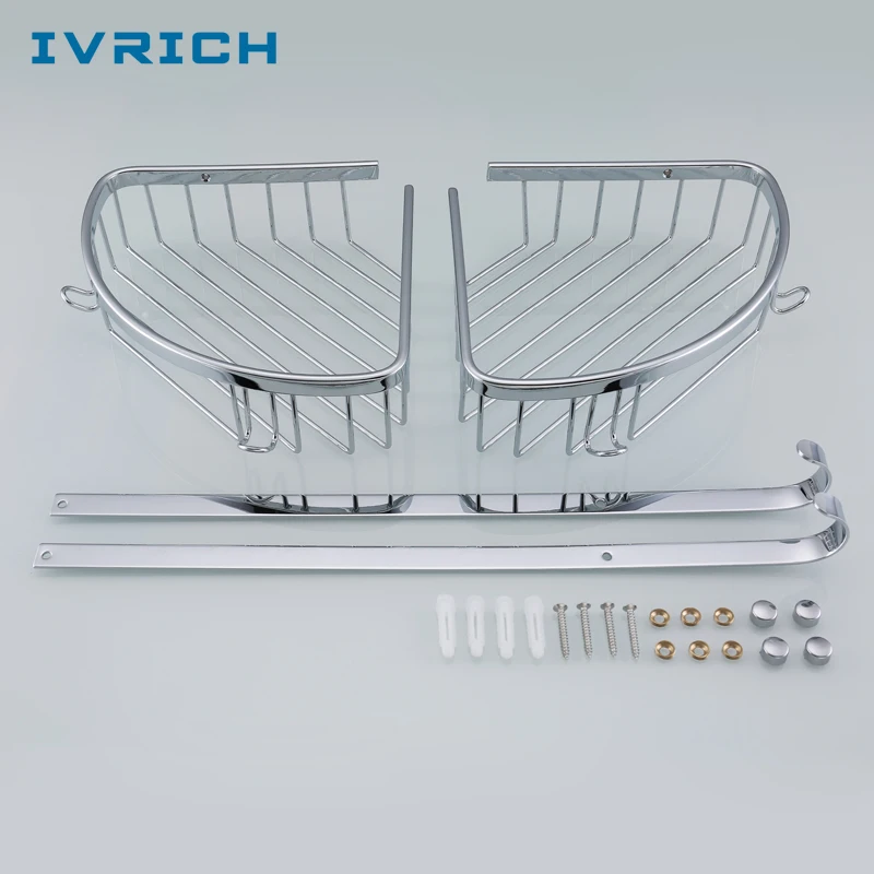 IVRICH двух Слои сетчатая корзина полка утолщенной Сталь Ванная комната полки