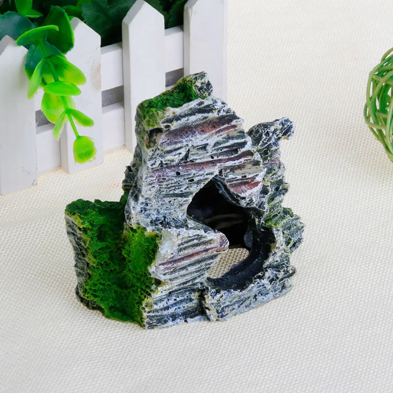 Аквариум с видом на горы каменная пещера дерево мост аквариум украшение Rockery