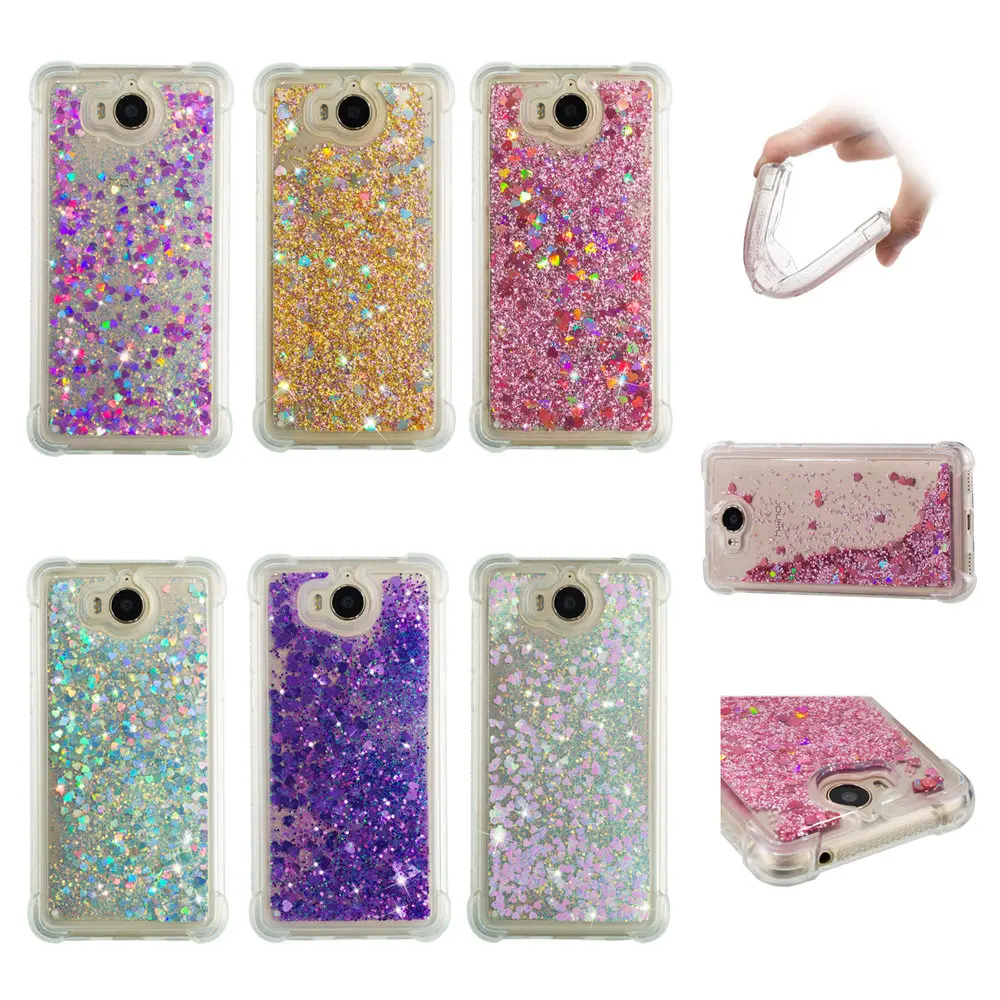 TPU Case for Huawei Y6 2017 MYA-L11 MYA L11 L41 Dynamic Flow Liquid Flash Crystal Clear Back Cover Nova Young MYA-L41 |