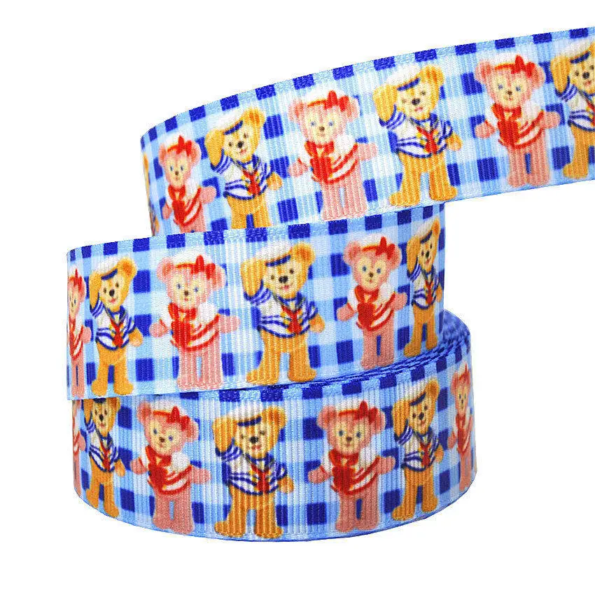 B3R236 1 inch 25mm Printed Cartoon Grosgrain Ribbon 10yards Dog Bear Unicorn Animal Gift Decoration accessories - Цвет: B3R236