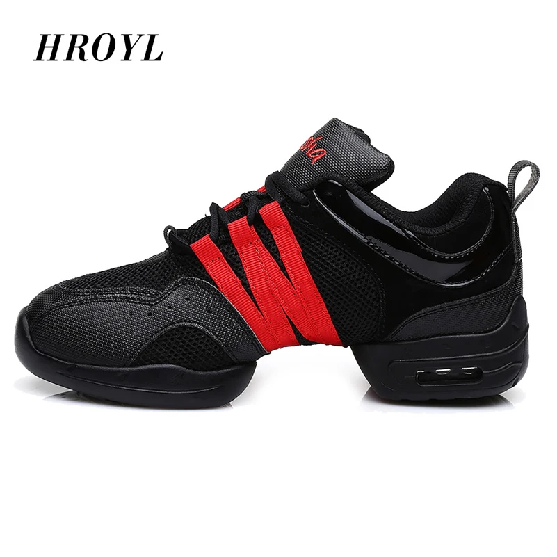 HROYL Modern Jazz Dance Shoes Sneakers for Women Soft Outsole Breath Girls Practice ballroom dance shoes Non-Slip