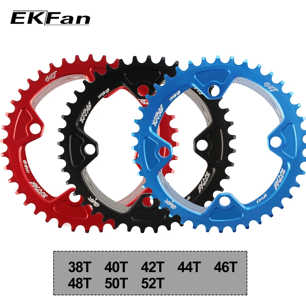 EKFan 104BCD 38 T/40 T/42 T/44 T/46 T/48 T/50 T/52 T круглая велосипедная цепь 7075 T6 MTB шатунная