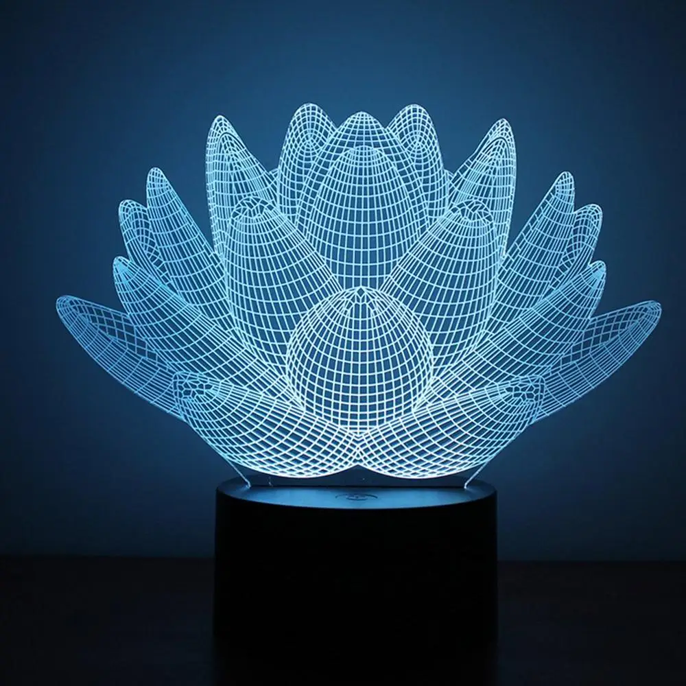 Colorful 3D Night Light Lotus Eye Care LED Bedside Lamp Home Decoration Birthday Gift | Лампы и освещение