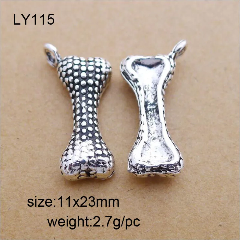 

25Pcs/lot Vintage Silver Bone Charms Pendant DIY Findings 11x23mm