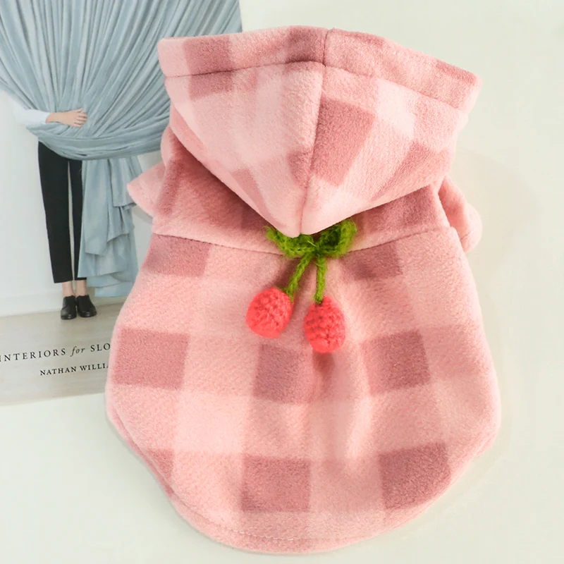 Одежда для собак 2019 розовая клетчатая куртка вишен теплые спортивные толстовки