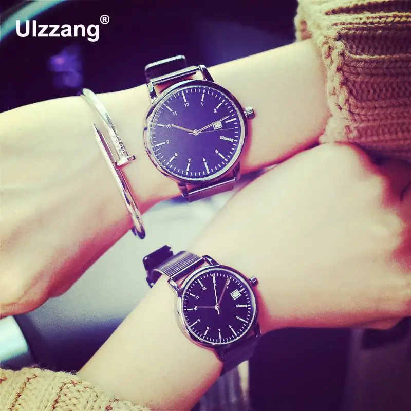 Кварцевые наручные часы для мужчин и женщин кварцевые из нержавеющей стали с