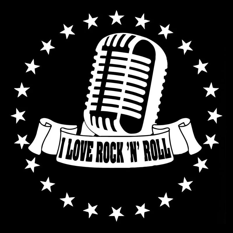 YJZT 15 2 см * I Love Rock'n'Roll Muisic микрофон виниловая черная/Серебристая Наклейка на