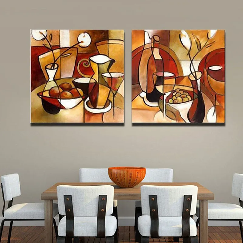 2 панели Картины Ручная роспись Абстрактная Современная картина маслом на холсте