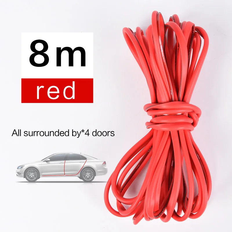 8 meters red Уплотнение двери 8 м герметик резиновый автомобильный уплотнитель звукоизоляция двери резиновое уплотнение шумоизоляция Резиновая полоса двери автомобиля Погодная полоса автомобиля - Цвет: 8 meters red