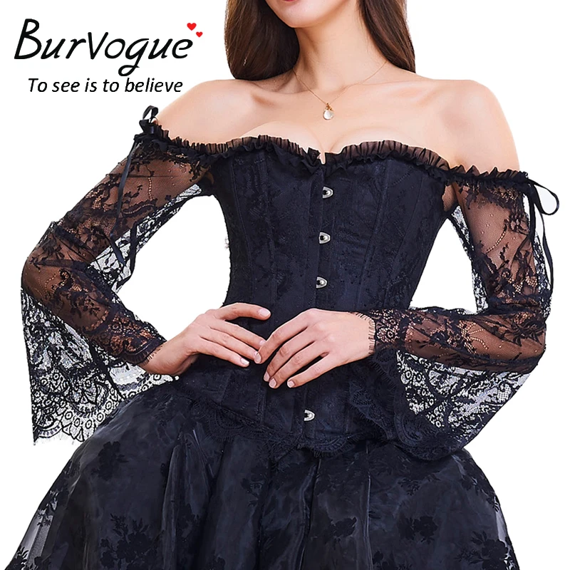Burvogue Готический корсет без бретелек в стиле стимпанк сексуальное кружевное