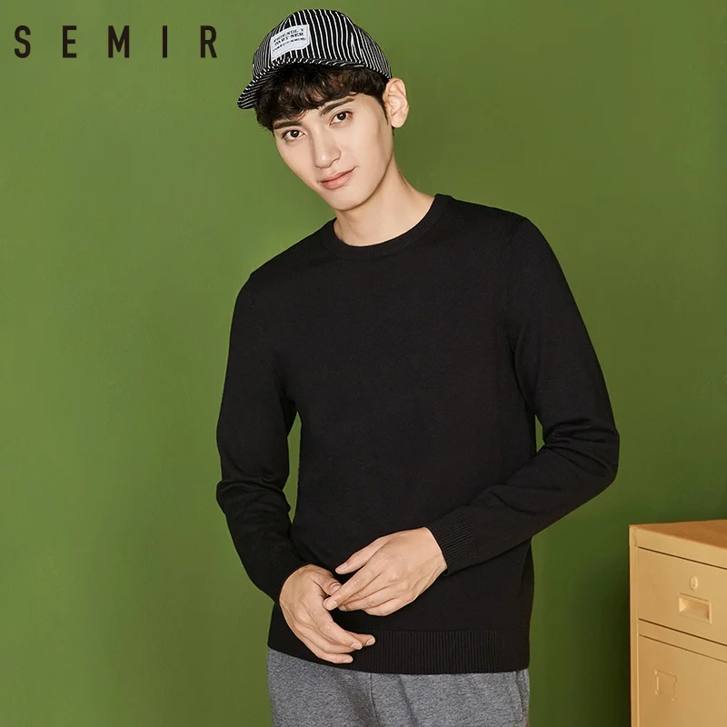 SEMIR свитер мужской 2018 зимний круглый вырез Однотонный подростковый теплый