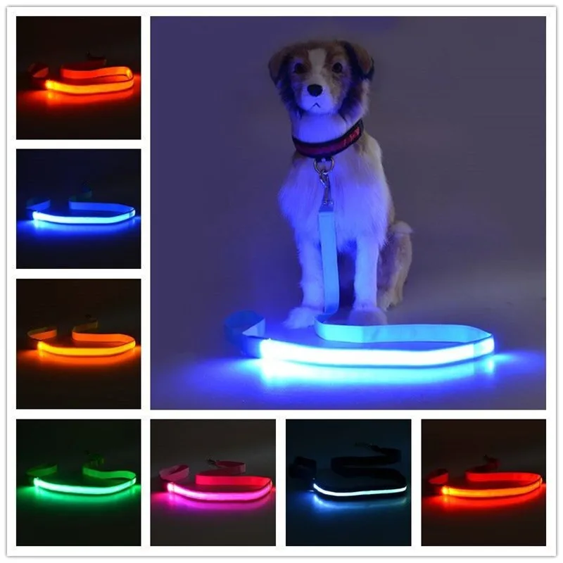 

FE20 free shipping usb rechargeable pet dog Leashes /w led light dog Pull strap for dogs cats 120cm length high quality