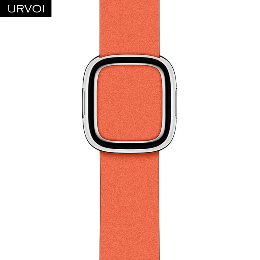 URVOI, современный ремешок с пряжкой для apple watch, серия 5, 4, 3, 2, 1, ремешок для iwatch, мягкий гладкий верх, зернистая кожа, удобный на ощупь - Цвет ремешка: Sunset