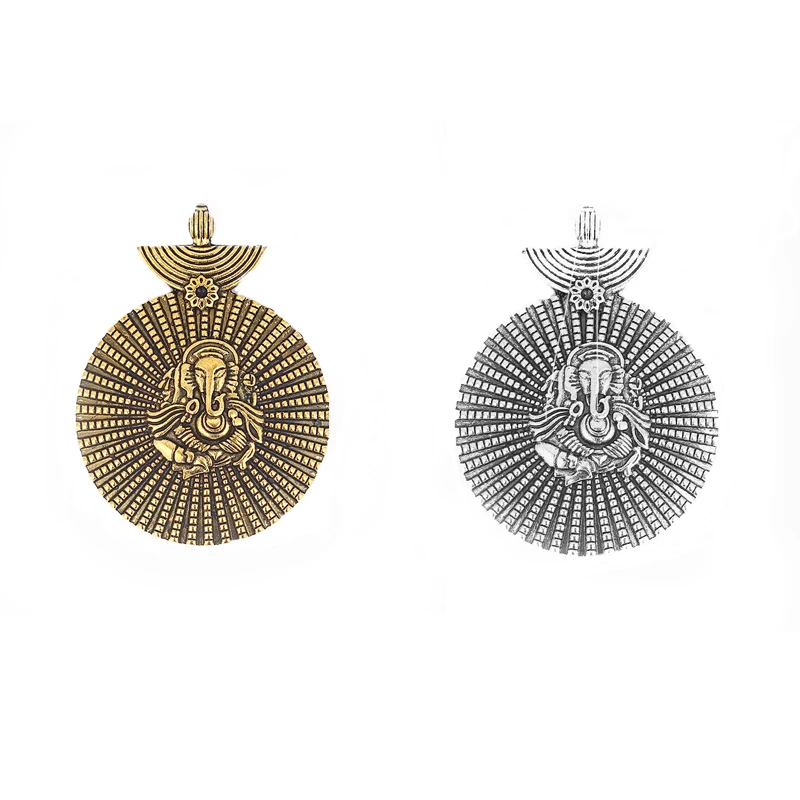 2 шт. этнические Резные Подвески Слон Ганеш Будда большие круглые подвески для