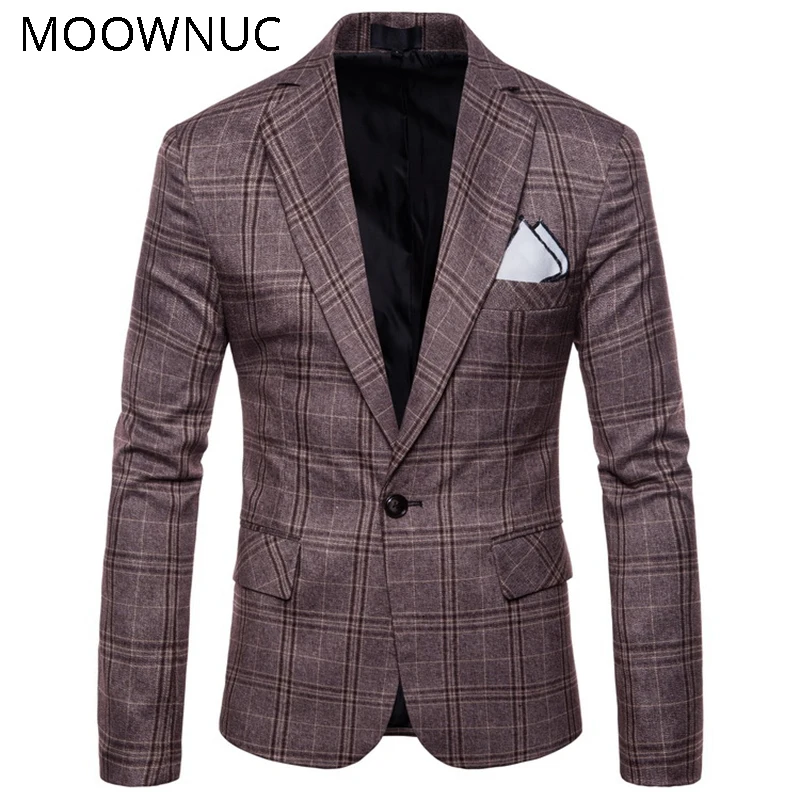 

Men's Jackets Masculino Men's Suit Jackets Blazer Hombre Lattice Coats Fashion Slim Fit British Style Smart Casual MOOWNUC MWC