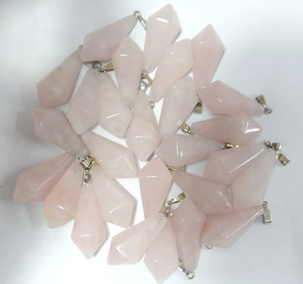 Natural Stone Quartz Crystal tiger eye Opal pendulum Hexagonal pyramid Charms pendants for diy Jewelry making necklace24pcs | Украшения и